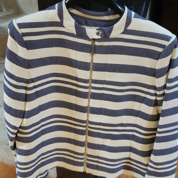Tommy Hilfiger Women's Twill Striped Blazer Ivory - Picture 3 of 6
